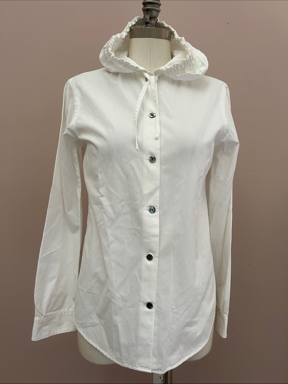 Roberto Gigli Women's White Pearl Button Down Shirt Italy cotton size 42